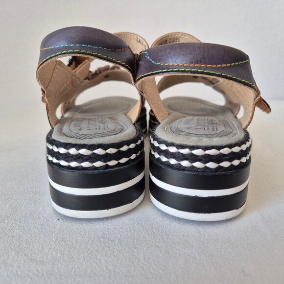 L'Artiste Spring Step Laga Leather Floral Ornament Platform Sandal Open Toe - Picture 9 of 15